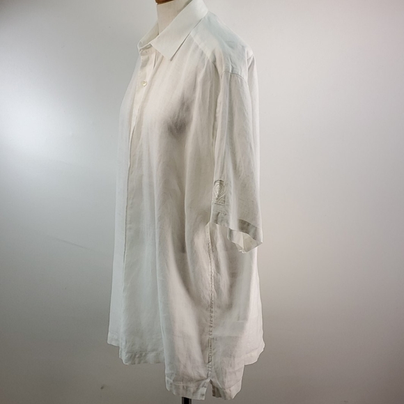 FAIRWAY & GREENS WHITE LINEN SHORT SLEEVE SHIRT L - Picture 5 of 8